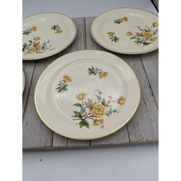 Vintage Set 4 Taylor Smith Taylor Bread Plates 6 1/4" Yellow Buttercups TST237 - Picture 2 of 8